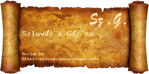 Szlovák Géza névjegykártya