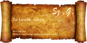 Szlovák Géza névjegykártya